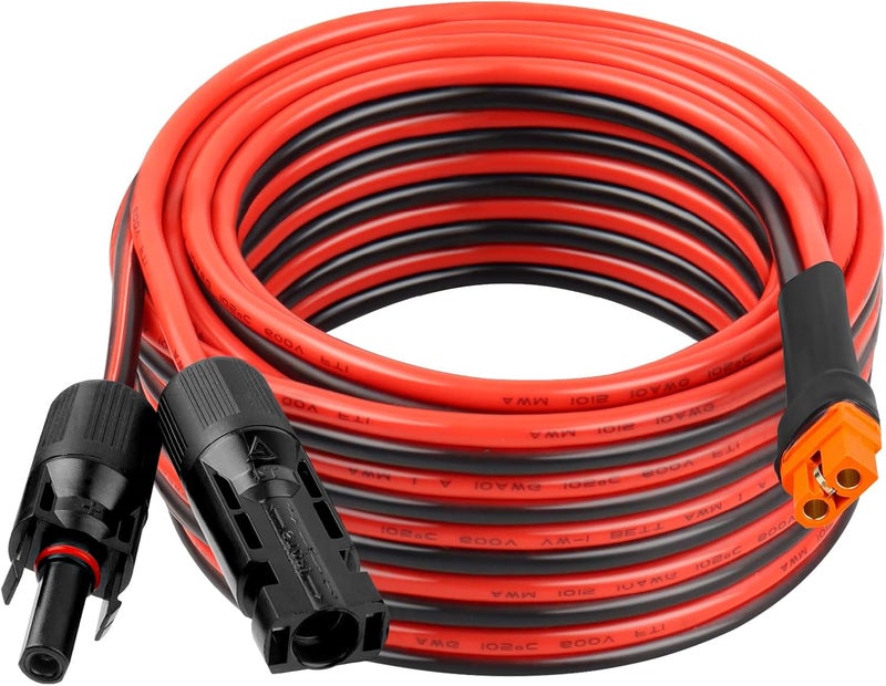 Kimbluth 10AWG 25FT Solar to XT60i Extension Cable 3 6 10 35 50 75 100FT Heavy Duty Adapter Cable Connector XT60i Wire for Portable Power Station, Solar Panel, RV, Battery, Renewable Energy Applications - Image 1
